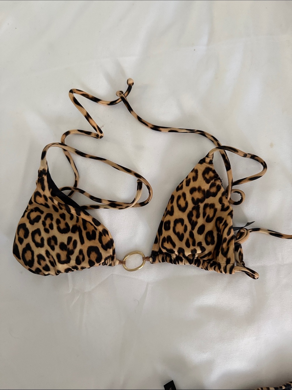 VIX Leopard Print Triangle Bikini Top with Gold Ring